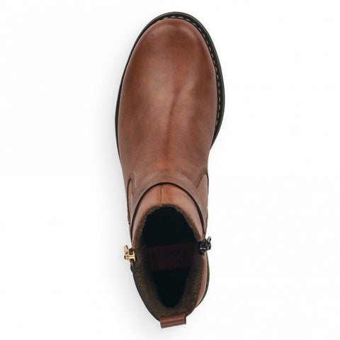 Rieker Z4959-22 Chestnut Womens Casual Comfort Zip Up Leather Ankle Boots