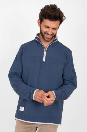 Brakeburn Mens Blue 1/4 Zip Pique Sweat