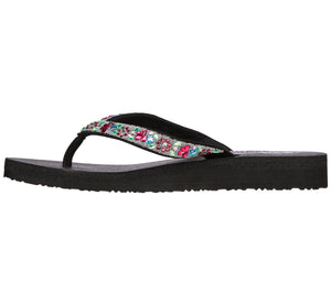 Skechers Meditation- Garden Bliss 119283/BKMT Black Multi Womens Summer Flip Flop Sandals