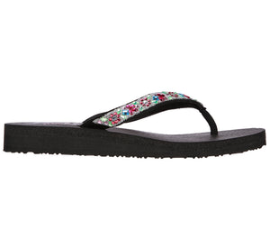 Skechers Meditation- Garden Bliss 119283/BKMT Black Multi Womens Summer Flip Flop Sandals