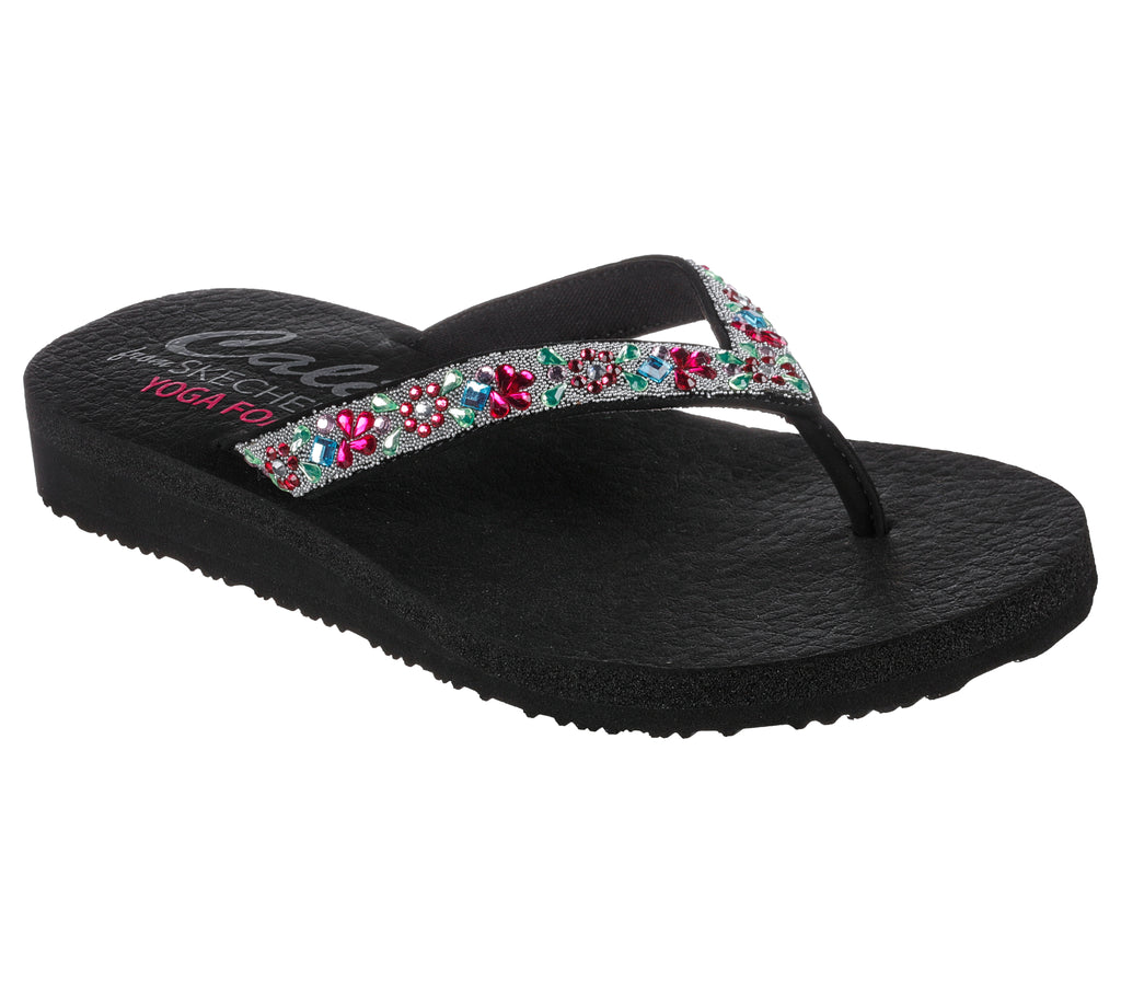 Skechers Meditation- Garden Bliss 119283/BKMT Black Multi Womens Summer Flip Flop Sandals