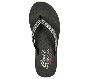Skechers Meditation 119649/BKSL Black Silver Womens Summer Flip Flop Sandals