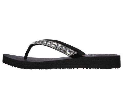Skechers Meditation 119649/BKSL Black Silver Womens Summer Flip Flop Sandals