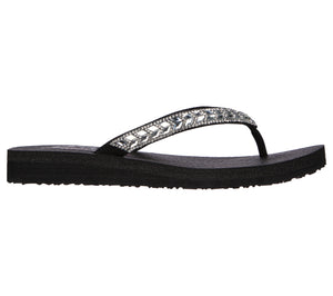 Skechers Meditation 119649/BKSL Black Silver Womens Summer Flip Flop Sandals