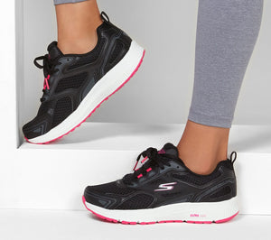 Skechers 128075/BKPK Black Womens Casual Comfort Lace Up Trainers