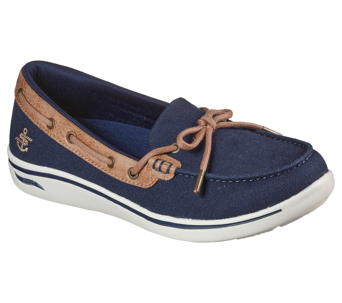 Skechers 136600/NVY Navy Women's Arch Fit Casual Canvas Casual Comfort Boat Shoes