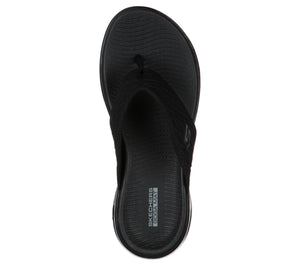 Skechers 140037 BBK Black Womens Toe Post Casual Comfy Beach Sandals Flip Flops