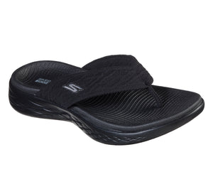Skechers 140037/BBK Black Womens Toe Post Casual Comfy Beach Sandals Flip Flops
