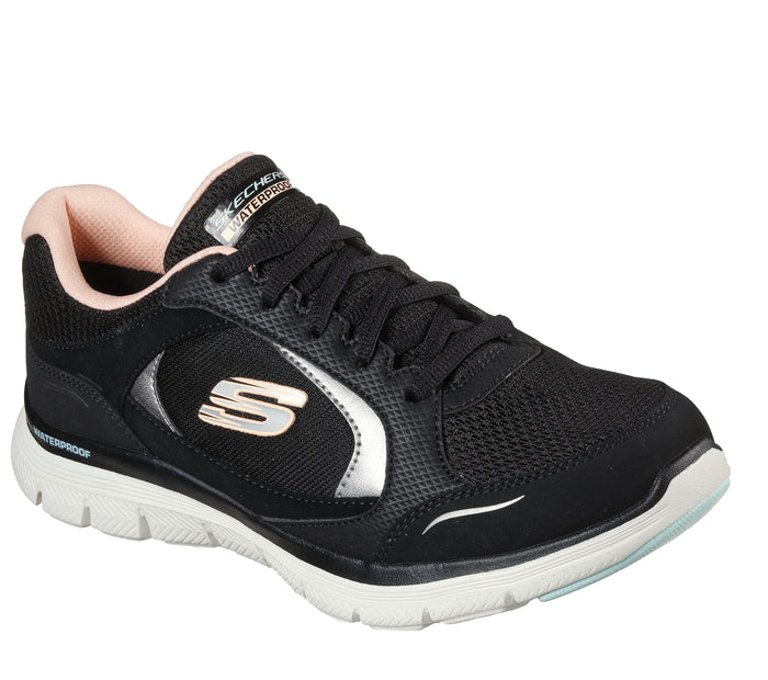 Skechers 149299/BKLP Black Womens Flex Appeal 4.0- True Clarit Comfort Trainer