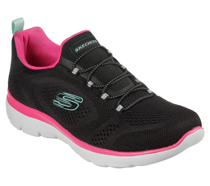 Skechers 149523/BKHP Black Womens Casual Comfort Elasticated Laced Trainers