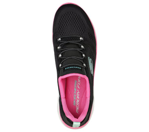 Skechers 149523/BKHP Black Womens Casual Comfort Elasticated Laced Trainers