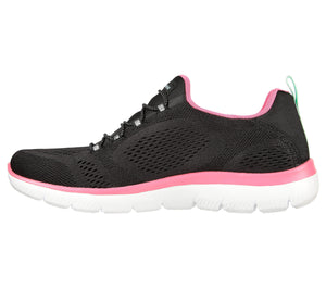 Skechers 149523/BKHP Black Womens Casual Comfort Elasticated Laced Trainers