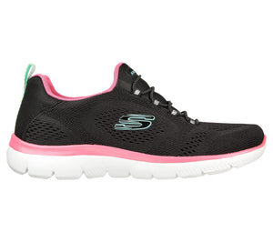 Skechers 149523/BKHP Black Womens Casual Comfort Elasticated Laced Trainers