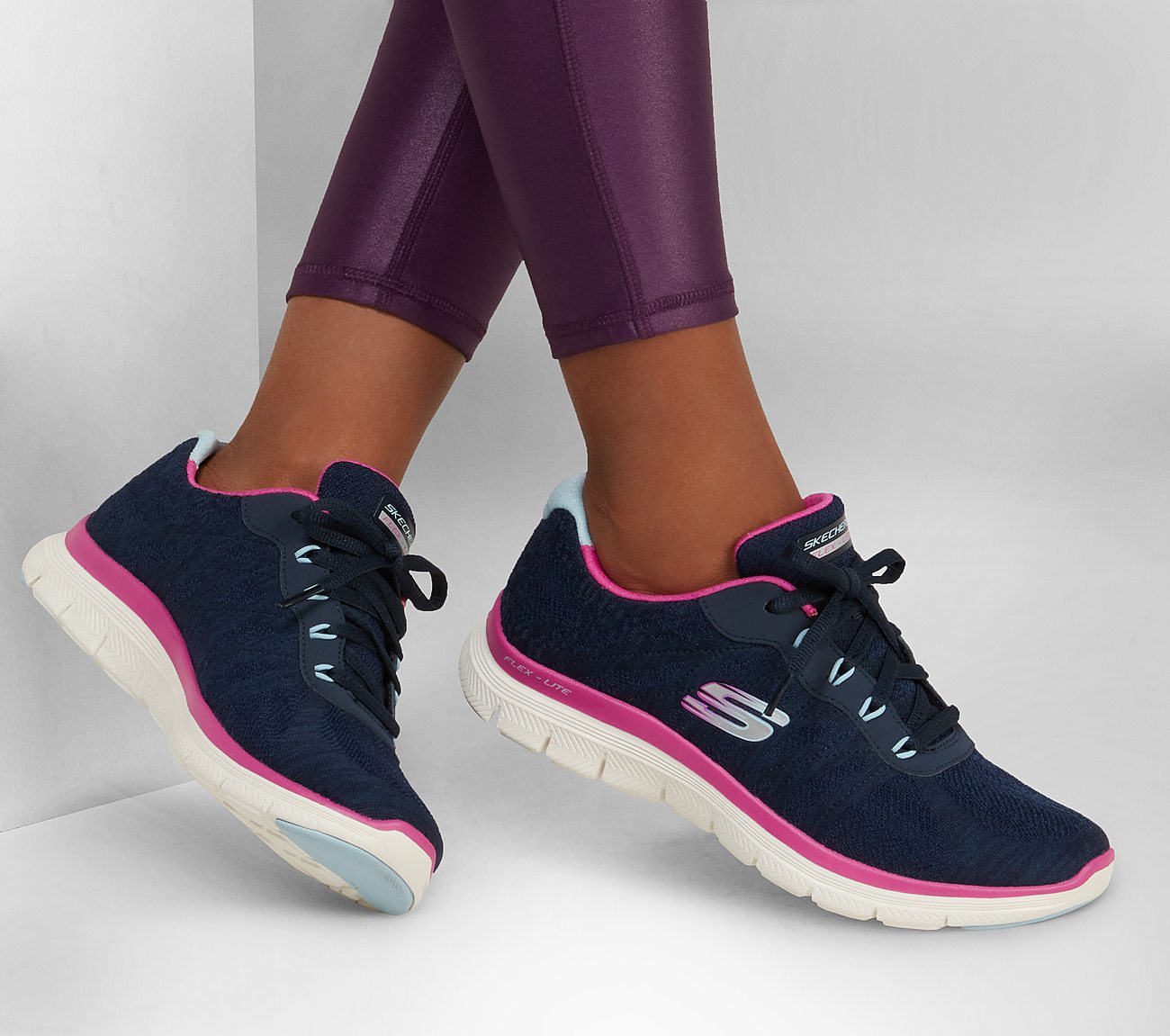 Skechers 149570/NVPR Navy Women's Sporty Knit Mesh Upper – The Shoe Centre