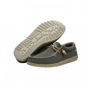 Dude Wally Natural Army Men's Slip On Organic Cotton Canvas Shoes