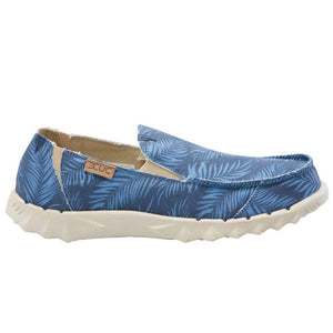 Dude Farty Print Tropical Blue Mens Slip On Organic Cotton Canvas Shoes
