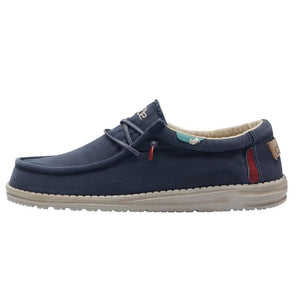 Dude Wally Washed Blue Space Casual Comfort Canvas Deck Shoes