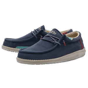Dude Wally Washed Blue Space Casual Comfort Canvas Deck Shoes