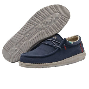 Dude Wally Washed Blue Space Casual Comfort Canvas Deck Shoes