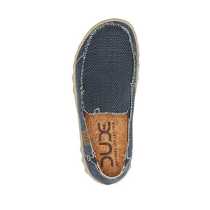 Dude Farty Natural Braided Night Blue Mens Slip On Organic Cotton Canvas Shoes