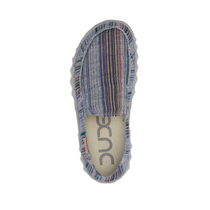 Dude Farty Print Chambray Stripes Red Mens Slip On Organic Cotton Canvas Shoes
