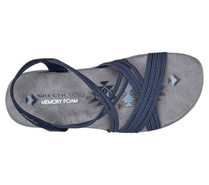 Skechers Reggae Slim- Turn It Up 163117/NVY Navy Womens Casual Comfort Open Toe Slingback Sandals