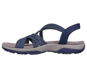 Skechers Reggae Slim- Turn It Up 163117/NVY Navy Womens Casual Comfort Open Toe Slingback Sandals