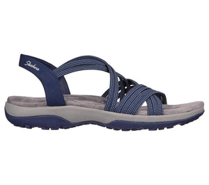 Skechers Reggae Slim- Turn It Up 163117/NVY Navy Womens Casual Comfort Open Toe Slingback Sandals