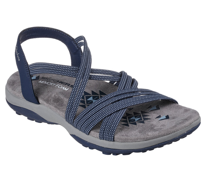 Skechers Reggae Slim- Turn It Up 163117/NVY Navy Womens Casual Comfort Open Toe Slingback Sandals