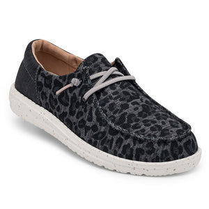Dude Wendy Sox Leopard Grey Women's Slip On Canvas Relaxed Fit Shoes