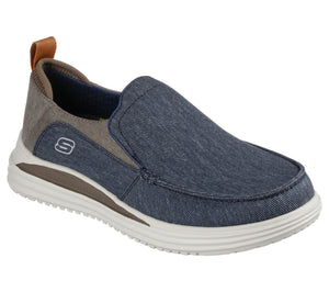 Skechers 204472/NVBR Navy Mens Casual Comfort Slip On Shoes