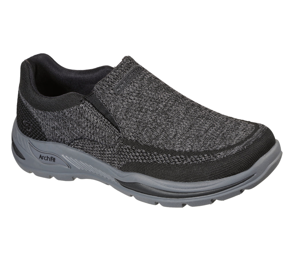 Skechers Relaxed Fit: Arch Fit Motley- Vaseo 204495/BLK Black Mens Casual Comfort Leather Slip On Shoes
