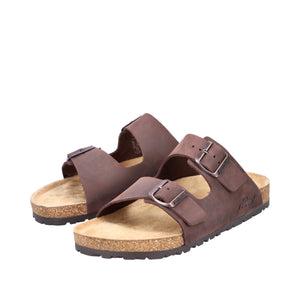 Rieker 22190-25 Brown Men's Casual Slip On Buckled Sandals
