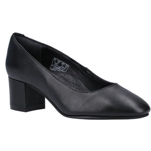 Hush Puppies Anna Black Women's Leather Heeled Court Shoe