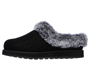 Skechers 31204/BLK Black Womens Bobs Keepsakes Comfort Soft Slip On Mule Slippers