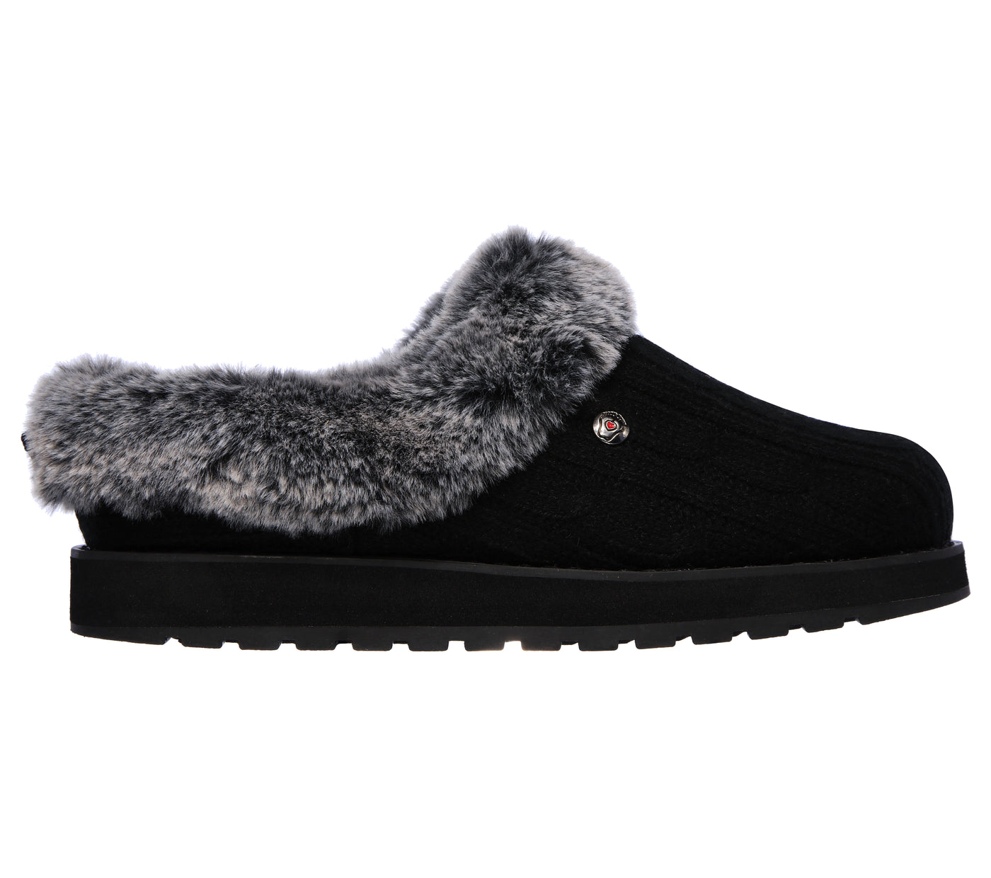 Skechers 31204 BLK Black Womens Bobs Keepsakes Comfort Soft Slip On Mule Slippers