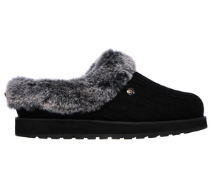 Skechers 31204/BLK Black Womens Bobs Keepsakes Comfort Soft Slip On Mule Slippers