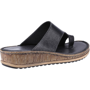 Hush Puppies Elissa Black Women's Leather Comfort Toe Post Sandal