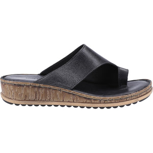 Hush Puppies Elissa Black Women's Leather Comfort Toe Post Sandal