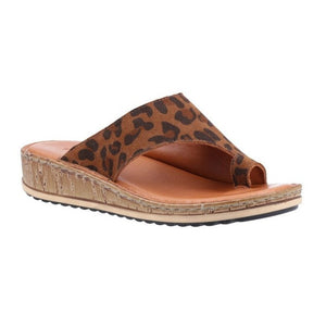 Hush Puppies Elissa Leopard Women's Leather Comfort Toe Post Sandal