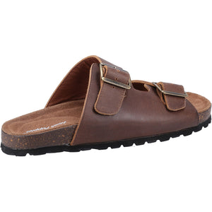Hush Puppies Nash Brown Mens Casual Comfort Slip On Leather Sandals