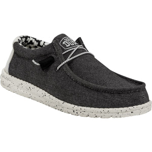 Dude Wally Stretch Opal Black Mens Casual Comfort Elastic Lace Slip On Shoes