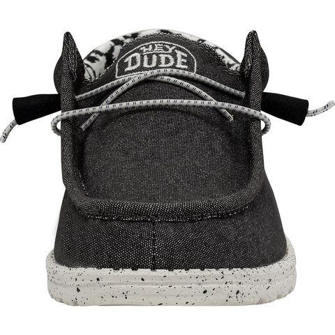 Dude Wally Stretch Opal Black Mens Casual Comfort Elastic Lace Slip On Shoes