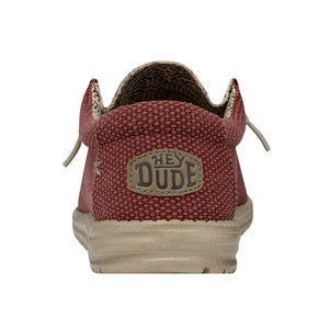 Hey Dude Wally Braided Pompeian Red Men's Slip On Organic Cotton Canvas Shoes