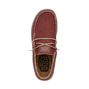 Hey Dude Wally Braided Pompeian Red Men's Slip On Organic Cotton Canvas Shoes