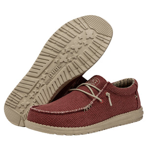 Hey Dude Wally Braided Pompeian Red Men's Slip On Organic Cotton Canvas Shoes