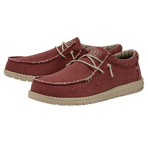 Hey Dude Wally Braided Pompeian Red Men's Slip On Organic Cotton Canvas Shoes