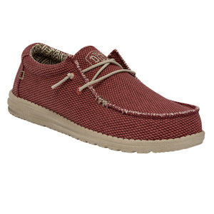 Hey Dude Wally Braided Pompeian Red Men's Slip On Organic Cotton Canvas Shoes