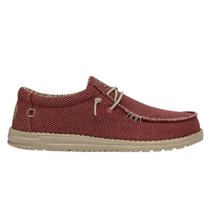 Hey Dude Wally Braided Pompeian Red Men's Slip On Organic Cotton Canvas Shoes