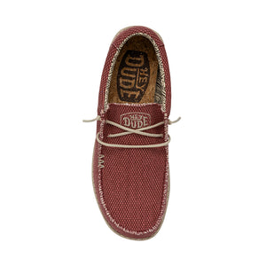 Hey Dude Wally Braided Pompeian Red Men's Slip On Organic Cotton Canvas Shoes